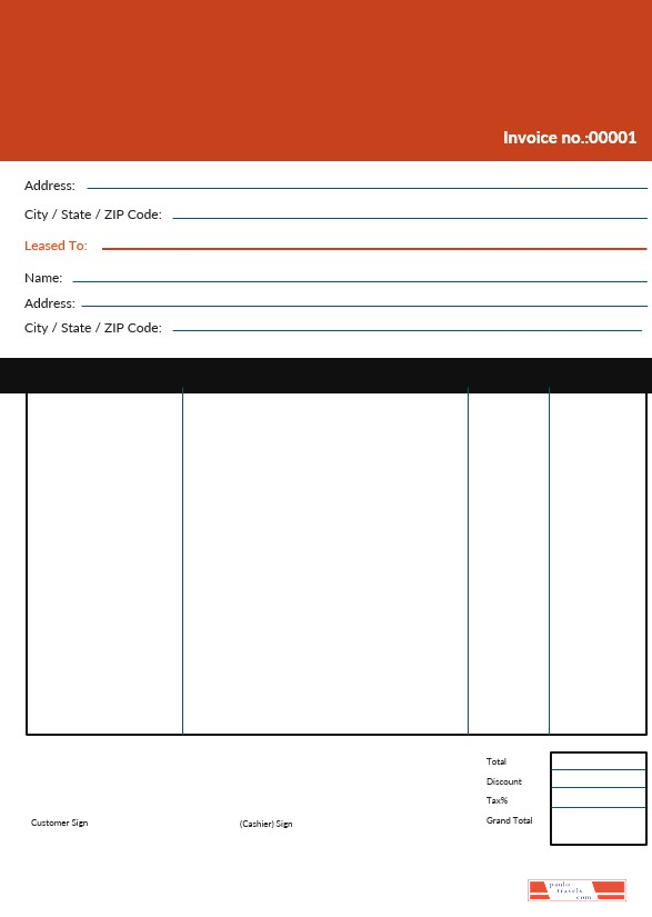 Editable Commercial Lease Invoice Template PSD template